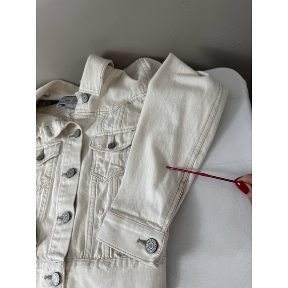 VTG Y2K Jean Denim Trucker Jacket Small Old Navy Retro 90s Beaded Embroidered - Picture 9 of 15